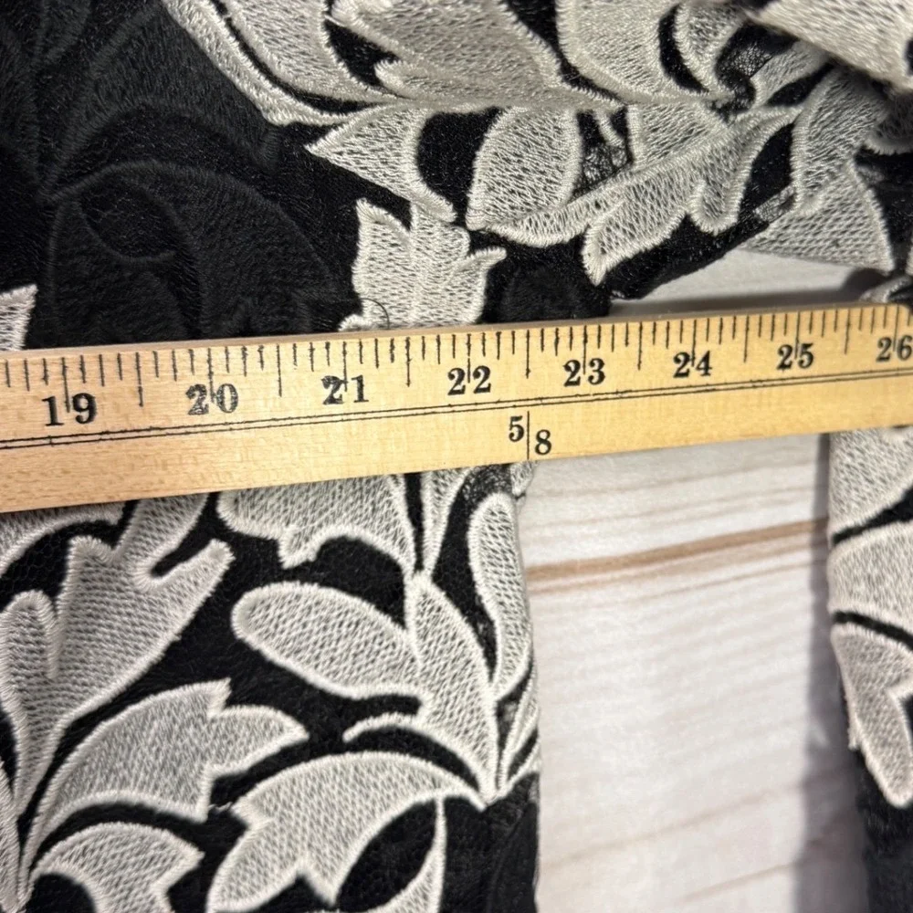 INC International Concepts Woman Black White Floral Lace Zip Front Jacket 1X
